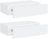 Shumee - Nástenné so zásuvkami, 2 ks, biele, 40 × 23,5 × 10 cm, MDF, 330242 - Polica