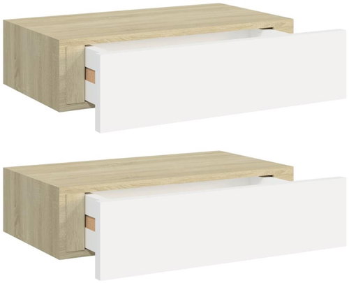 Shumee Nástěnné se zásuvkami 2 ks dub a bílé 40×23,5×10 cm MDF, 330250 - Shelf - Main image