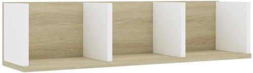 Shumee nástěnná na CD bílá a dub sonoma 75×18×18 cm dřevotříska, 801315 - Shelf - Main image