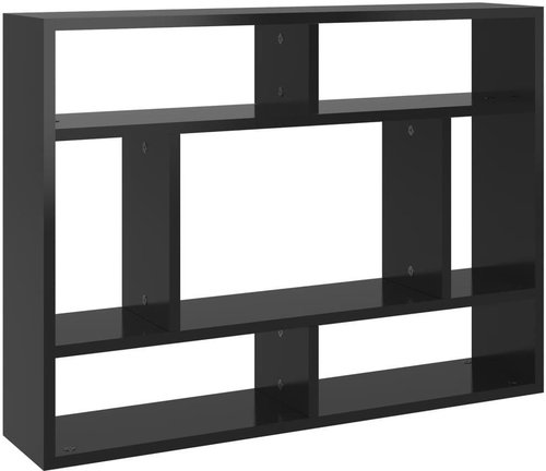 Shumee nástěnná černá s vysokým leskem 75×16×55 cm dřevotříska, 803009 - Shelf - Main image