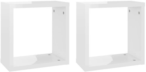Shumee Nástěnné krychlové 2 ks bílé vysoký lesk 30×15×30 cm, 807016 - Shelf - Main image