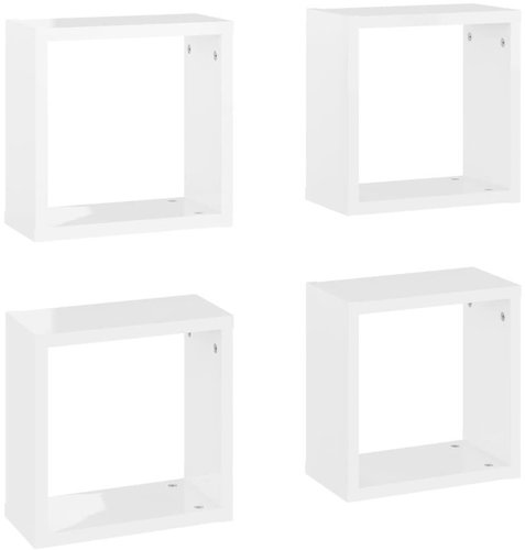 Shumee Nástěnné kostky 4 ks bílé s vysokým leskem 30×15×30 cm, 807017 - Shelf - Main image