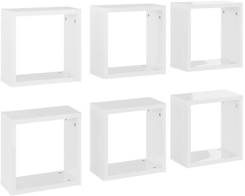 Shumee Nástěnné kostky 6 ks bílé s vysokým leskem 30×15×30 cm, 807018 - Shelf - Main image