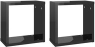 Shumee Nástěnné krychlové 2 ks černé vysoký lesk 30×15×30 cm, 807019 - Shelf