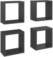 Shumee Nástěnné kostky 4 ks šedé s vysokým leskem 26×15×26 cm, 807050 - Police