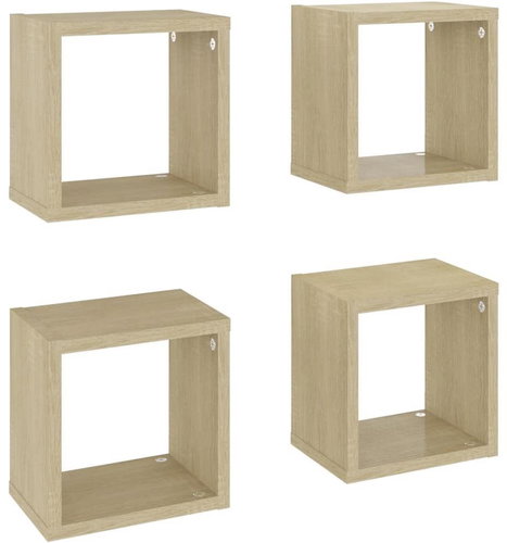 Shumee Nástěnné krychlové 4 ks dub sonoma 22×15×22 cm, 807062 - Shelf - Main image