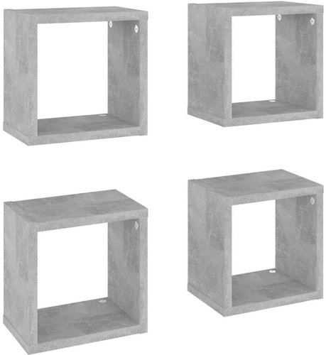 Shumee Nástěnné krychlové 4 ks betonově šedé 22×15×22 cm, 807065 - Police - Main image