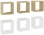 Shumee - Nástenné kocky 6 ks biele a dub sonoma 22×15×22 cm, 807069 - Polica