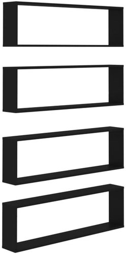 Shumee Nástěnné obdélníkové 4 ks černé 100×15×30 cm dřevotříska, 807083 - Shelf - Main image