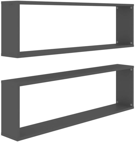 Shumee Nástěnné krychlové 2 ks šedé 100×15×30 cm dřevotříska, 807085 - Shelf - Main image