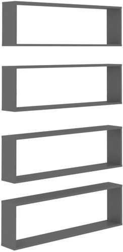 Shumee Nástěnné krychlové 4 ks šedé 100×15×30 cm dřevotříska, 807086 - Shelf - Main image