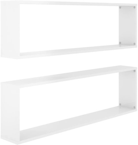 Shumee Nástěnné kostky 2 ks bílé lesklé 100×15×30cm dřevotříska, 807097 - Shelf - Main image