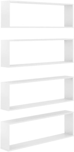 Shumee Nástěnné krychlové 4 ks bílé 100×15×30 cm dřevotříska, 807098 - Shelf - Main image