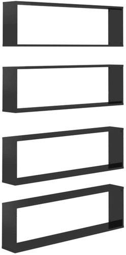 Shumee Nástěnné krychlové 4 ks černé 100×15×30 cm dřevotříska, 807101 - Shelf - Main image