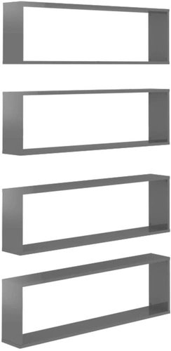 Shumee Nástěnné krychlové 4 ks šedé 100×15×30 cm dřevotříska, 807104 - Shelf - Main image