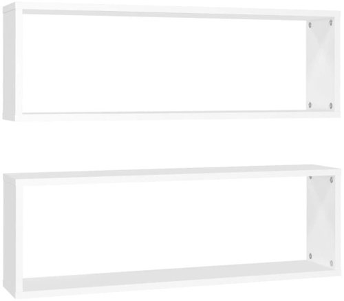 Shumee Wall cube 2 pcs white 80×15×26,5 cm chipboard, 807106 - Shelf - Main image