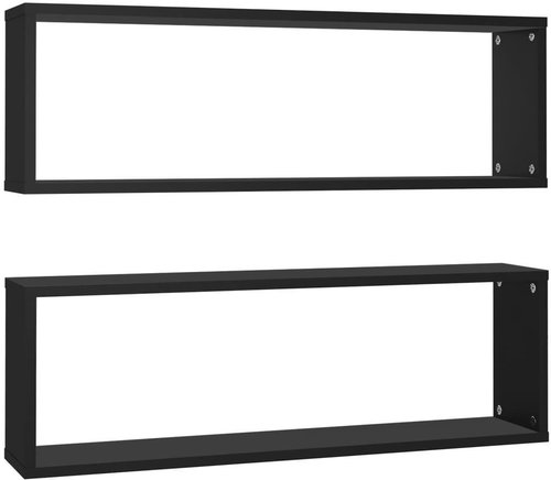 Shumee Nástěnné krychlové 2 ks černé 80×15×26,5 cm dřevotříska, 807109 - Shelf - Main image
