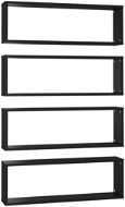 Shumee Nástěnné krychlové 4 ks černé 80×15×26,5 cm dřevotříska, 807110 - Police