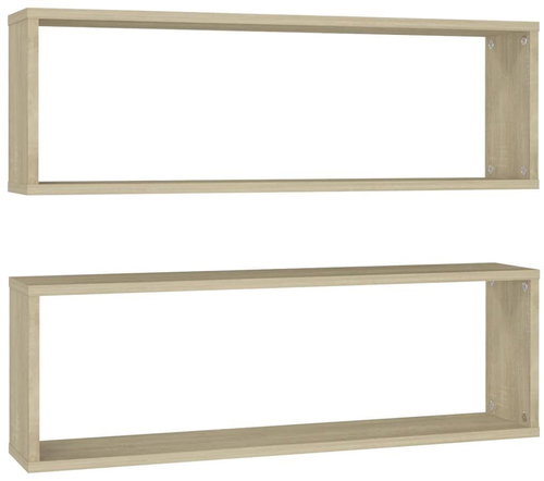 Shumee Nástěnné obdélníkové 2 ks dub sonoma 80×15×26,5 cm, 807115 - Shelf - Main image