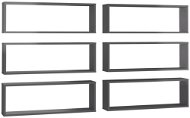 Shumee - Nástenné kockové, 6 ks, sivé, 80 × 15 × 26,5 cm, drevotrieska, 807132 - Polica