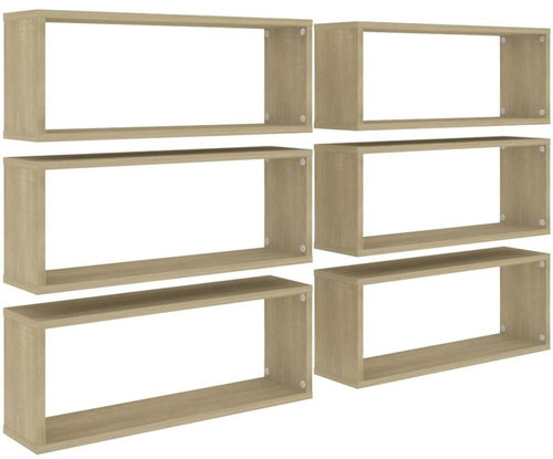 Shumee Nástěnné obdélníkové 6 ks dub sonoma 60×15×23 cm , 807144 - Shelf - Main image
