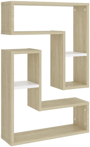 Shumee Nástěnné 2 ks bílé a dub sonoma 50×15×50 cm dřevotříska, 807219 - Shelf - Main image