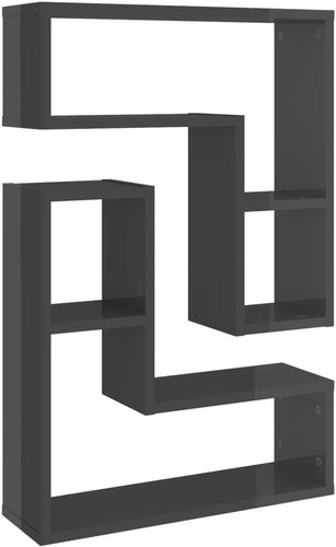 Shumee Nástěnné 2 ks šedé vysoký lesk 50×15×50 cm dřevotříska, 807222 - Shelf - Main image
