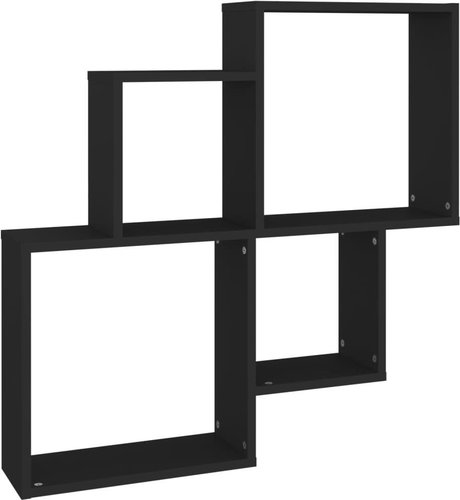 Shumee nástěnná krychlová černá 80×15×78,5 cm dřevotříska, 807260 - Shelf - Main image