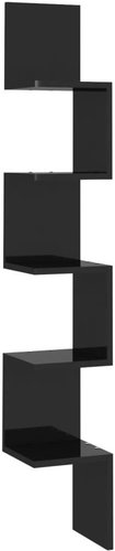 Shumee nástěnná rohová černá lesklá 20×20×127,5 cm dřevotříska, 807284 - Shelf - Main image