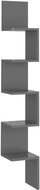 Shumee nástěnná rohová šedá lesklá 20×20×127,5 cm dřevotříska, 807285 - Shelf