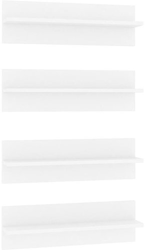 Shumee Nástěnné 4 ks bílé 60×11,5×18 cm dřevotříska, 807316 - Shelf - Main image