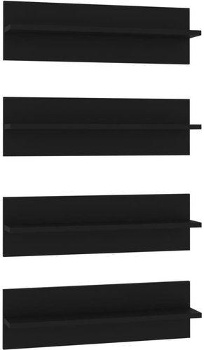 Shumee Nástěnné 4 ks černé 60×11,5×18 cm dřevotříska, 807318 - Shelf - Main image