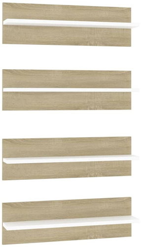 Shumee Nástěnné 4 ks bílé dub sonoma 60×11,5×18 cm dřevotříska, 807326 - Shelf - Main image