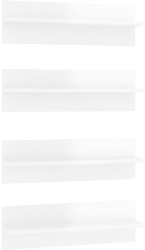 Shumee Nástěnné 4 ks bílé vysoký lesk 60×11,5×18 cm dřevotříska, 807328 - Shelf - Main image