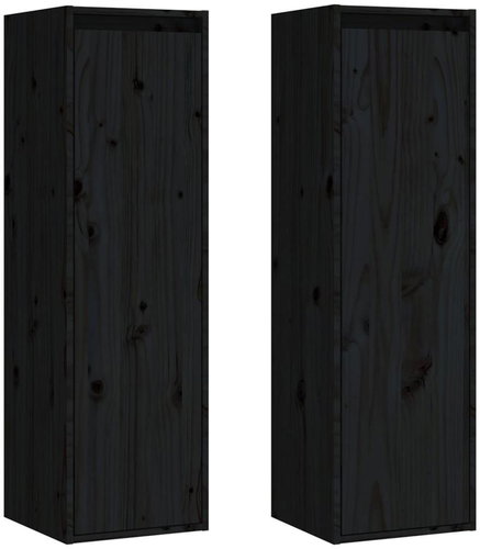 Shumee Nástěnné 2 ks černé 30×30×100 cm masivní borovice, 813514 - Skříňka - Main image