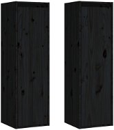 Shumee - Nástenné, 2 ks, čierne, 30 × 30 × 100 cm, masívna borovica, 813514 - Skrinka