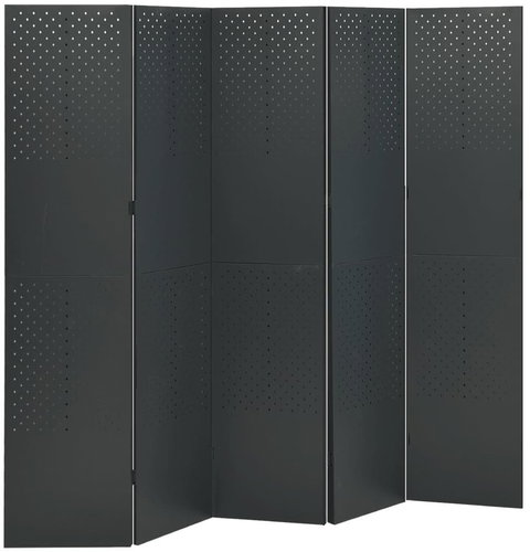 Shumee 5dílný 2 ks antracitový 200×180 cm ocel, 3095198 - Paraván - Main image