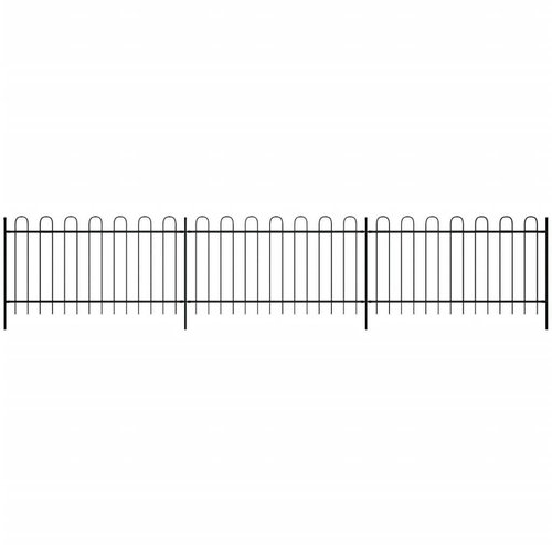 Bezpečnostní palisádový plot s obloučky ocel 600 × 100 cm černý - Plot - Main image