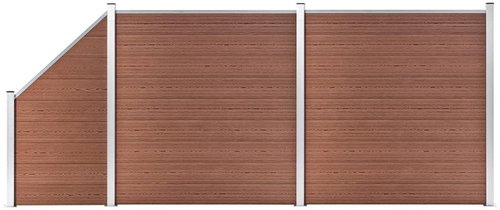 Plotová sada WPC 2 čtvercové + 1 šikmý díl 446 × 186 cm hnědá - Plot - Main image