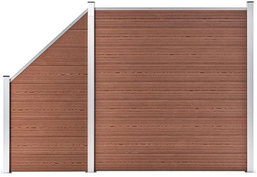 Plotová sada z WPC 1 čtvercový + 1 šikmý díl 273 × 186 cm hnědá - Plot - Main image