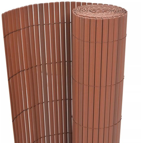 Oboustranný zahradní plot PVC 150 × 500 cm hnědý - Plot - Main image