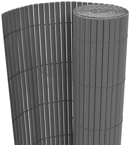 Oboustranný zahradní plot PVC 195 × 500 cm šedý - Plot - Main image