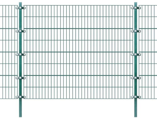 Plotový dílec se sloupky železo práškový lak 6 × 1,6 m zelený - Plotové dílce - Main image