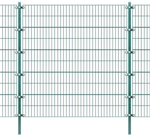 Plotový dílec se sloupky železo práškový lak 6 × 2 m zelený - Plotové dílce - Main image