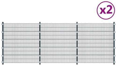 Plotové panely 2 ks železo 6 × 2 m 12 m antracitové šedé - Plotový panel - Main image