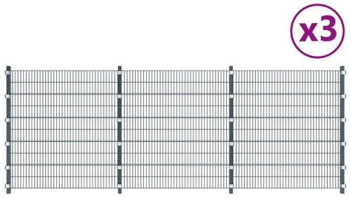 Plotové panely 3 ks železo 6 × 2 m 18 m antracitové šedé - Plotový panel - Main image