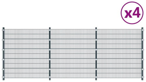 Plotové panely 4 ks železo 6 × 2 m 24 m antracitové šedé - Plotový panel - Main image
