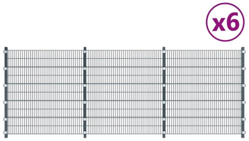 Plotové panely 6 ks železo 6 × 2 m 36 m antracitové šedé - Plotový panel - Main image