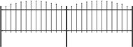 Garden fence with spikes steel (0,5-0,75) × 3,4 m black - Metal Fence