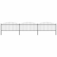 Garden fence with spikes steel (0,5-0,75) × 5,1 m black - Metal Fence